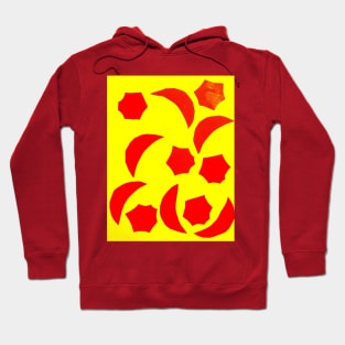 Bright Orange and Yellow Half Moon and Stars Pattern Hoodie